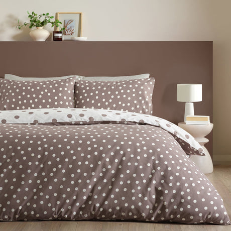Catherine Lansfield Polka Dot Duvet Cover Set - Polka Dot Chocolate