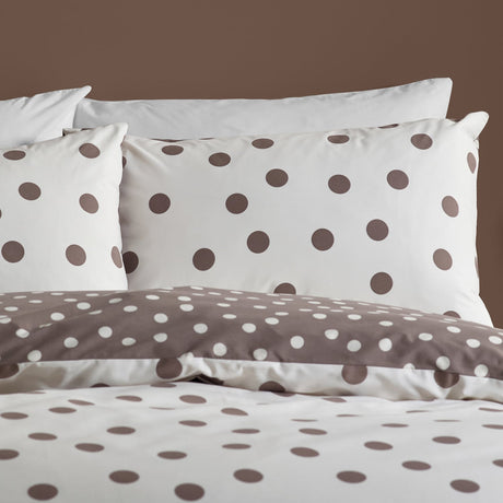 Catherine Lansfield Polka Dot Duvet Cover Set - Polka Dot Chocolate
