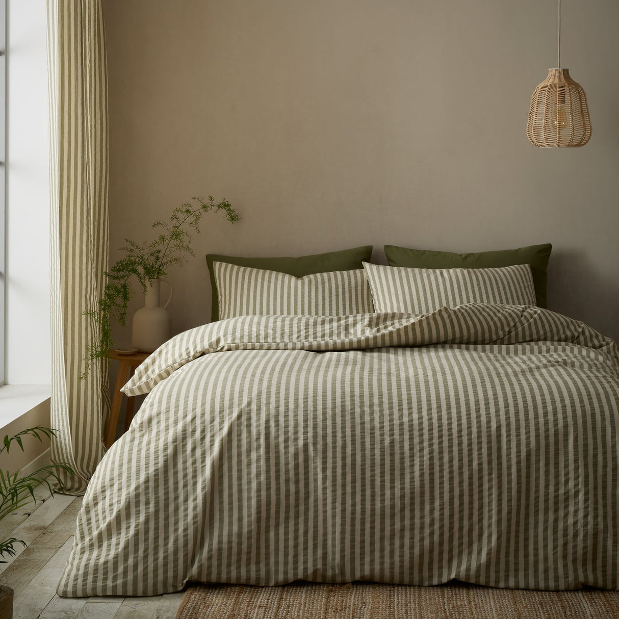 Pineapple Elephant Rich Woven Stripe Blue Cotton Duvet Cover Bedding Set - Cotton Rich Woven Stripe Blue