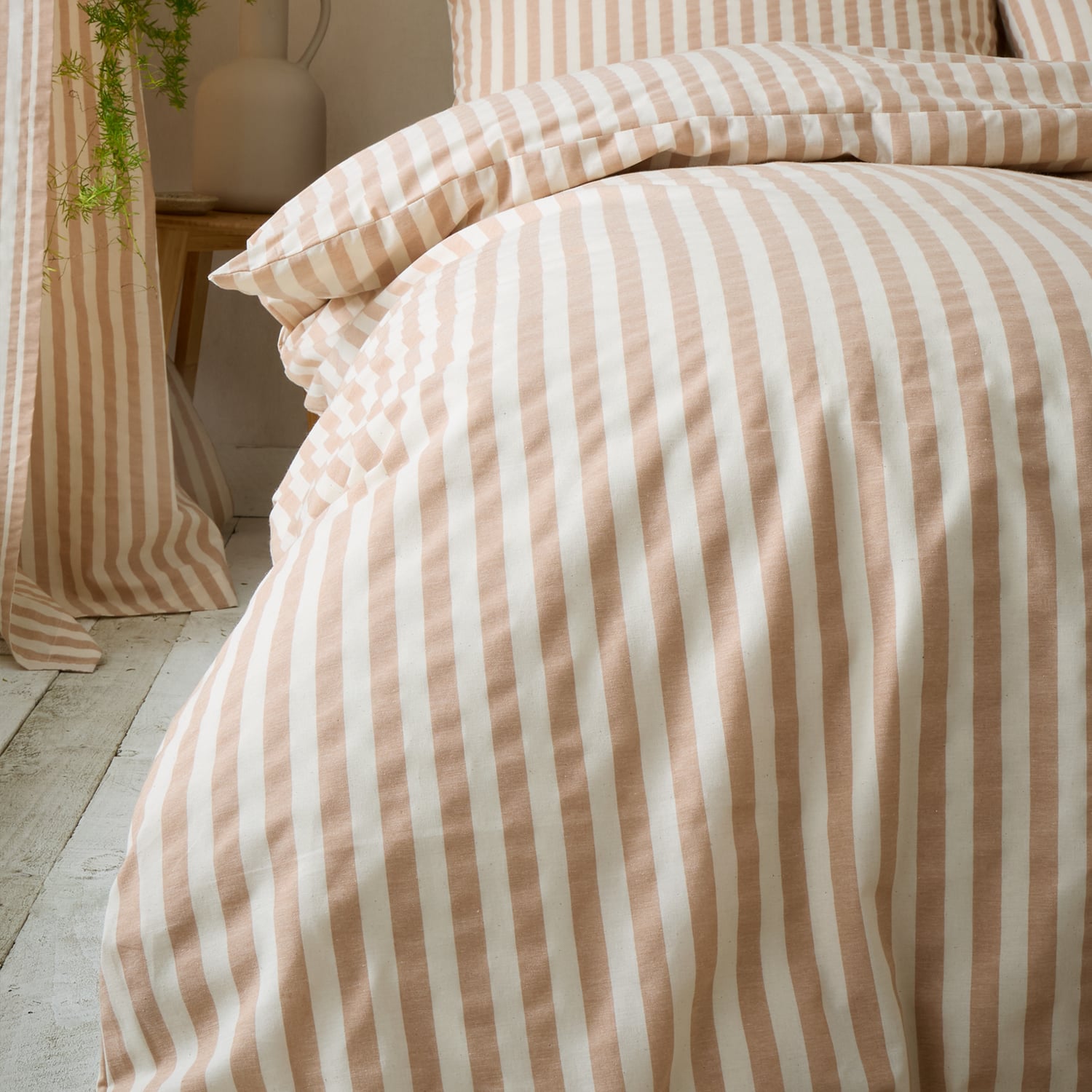 Pineapple Elephant Cotton Rich Woven Stripe Duvet Cover Set - Cotton Rich Woven Stripe Clay