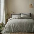 Pineapple Elephant Rich Woven Stripe Grey Cotton Duvet Cover Bedding Set