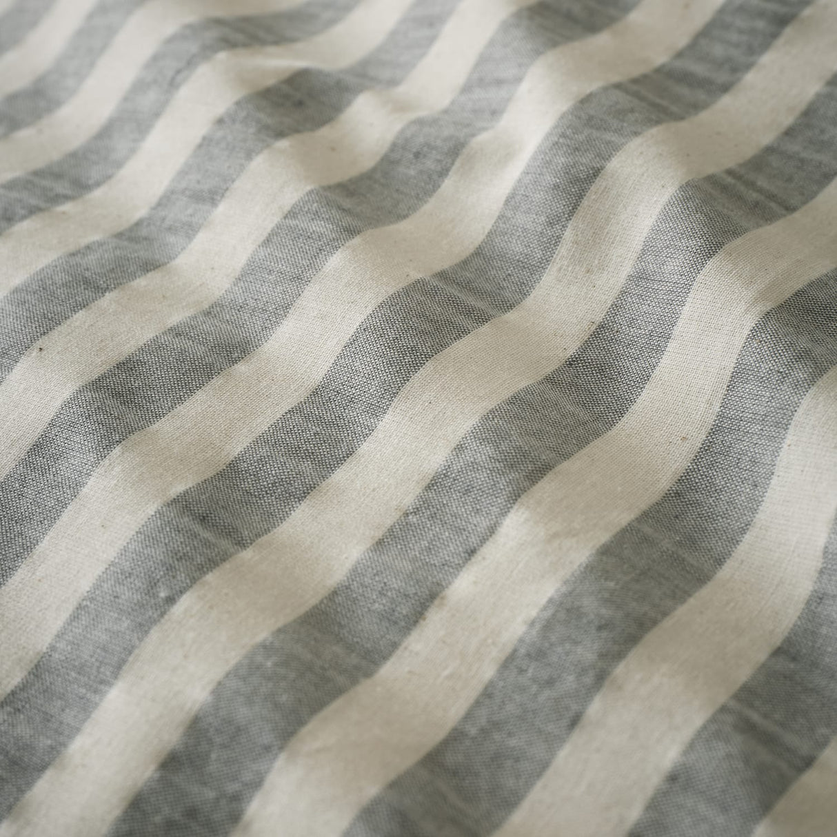 Pineapple Elephant Rich Woven Stripe Grey Cotton Duvet Cover Bedding Set - Cotton Rich Woven Stripe Grey