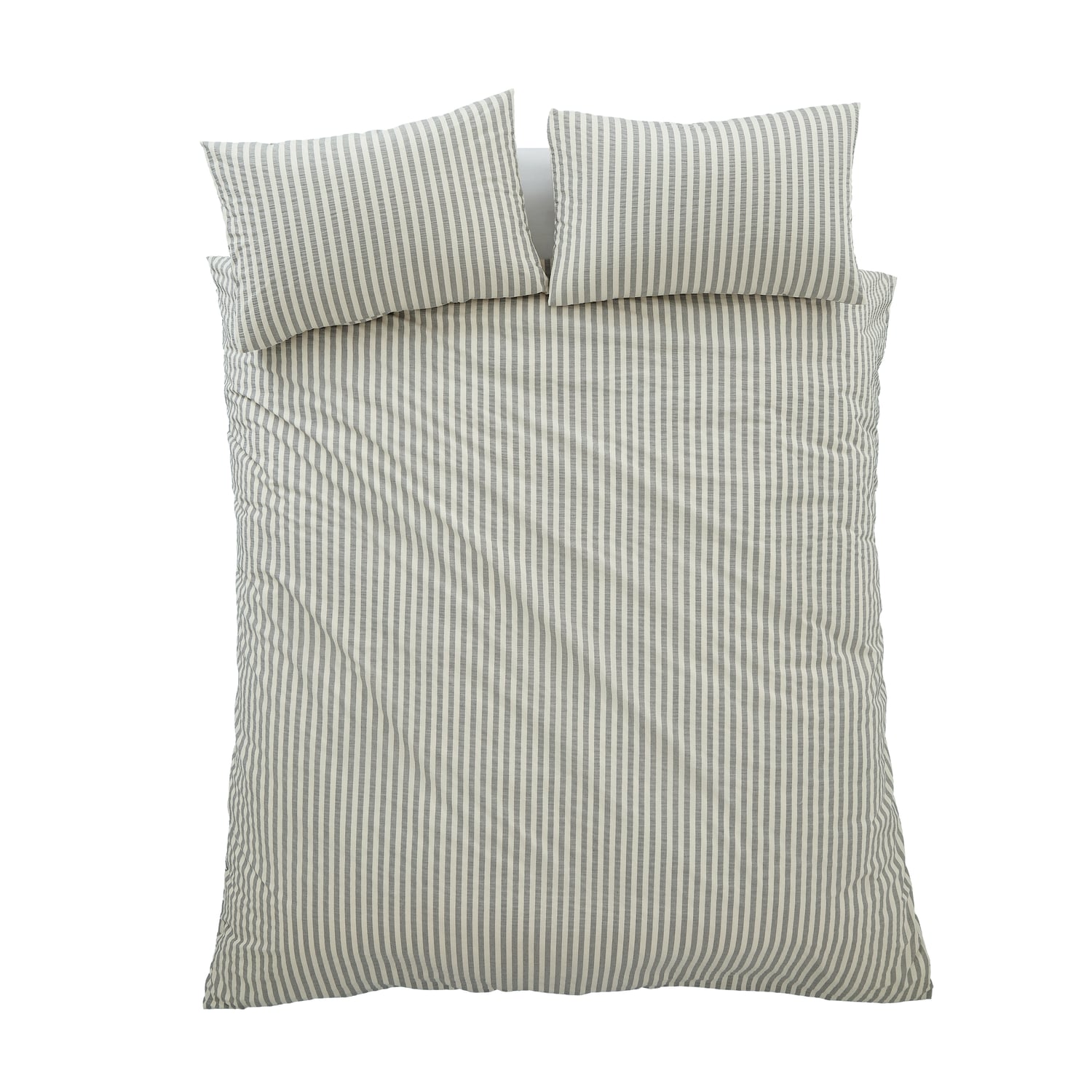 Pineapple Elephant Rich Woven Stripe Grey Cotton Duvet Cover Bedding Set - Cotton Rich Woven Stripe Grey