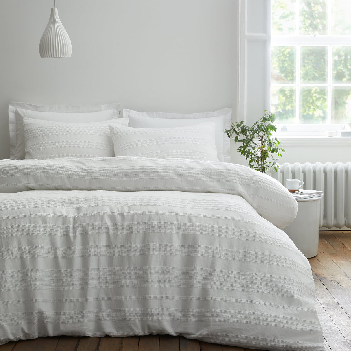 Bianca Fine Linens Waffle Cotton Stripe Duvet Cover Set