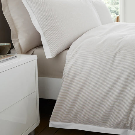 Bianca Seersucker Woven Stripe 180 Thread Count Cotton Duvet Cover Set - Natural