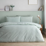 Catherine Lansfield Epping Textured Stripe Duvet Cover Set - Epping Textured Stripe Green Duvet Set