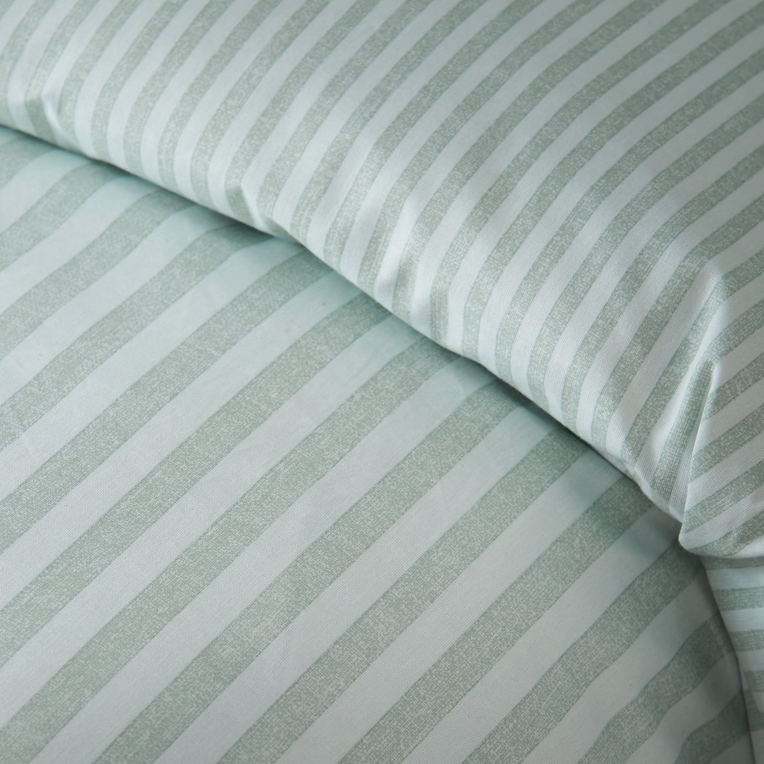 Catherine Lansfield Epping Textured Stripe Duvet Cover Set - Epping Textured Stripe Green Duvet Set