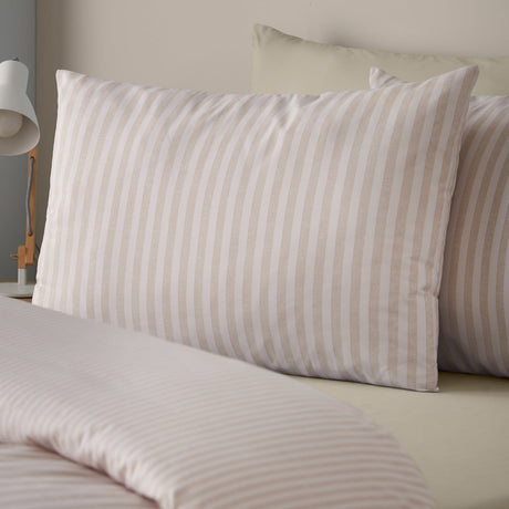Catherine Lansfield Epping Textured Stripe Duvet Cover Set - Epping Textured Stripe Natural Duvet Set