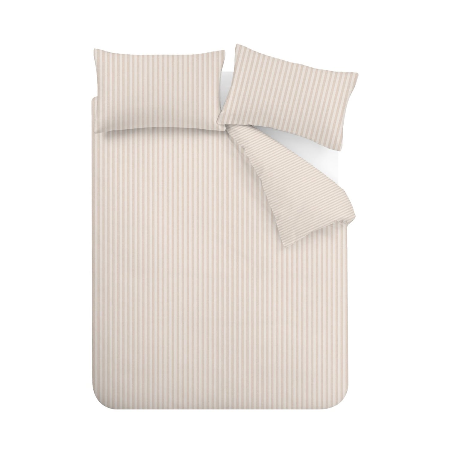 Catherine Lansfield Epping Textured Stripe Duvet Cover Set - Epping Textured Stripe Natural Duvet Set