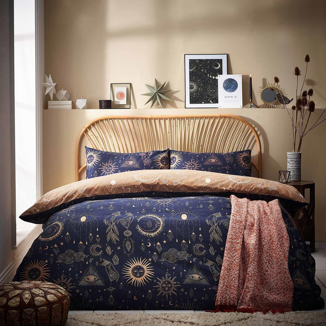 Constellation Celestial Gold & Navy Duvet Cover Bedding Set