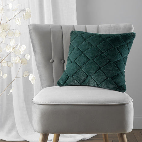 Catherine Lansfield Cosy Diamond Filled Cushion 43cm x 43cm - Bottle Green
