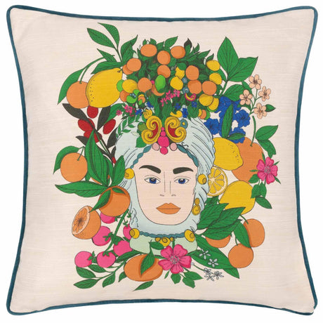 Taormina Floral Piped Cushion Cover 17" x 17" (43cm x 43cm) by furn.