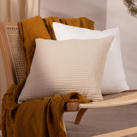 Lark Muslin Crinkle Cotton Cushion Cover 18" x 18" - Natural