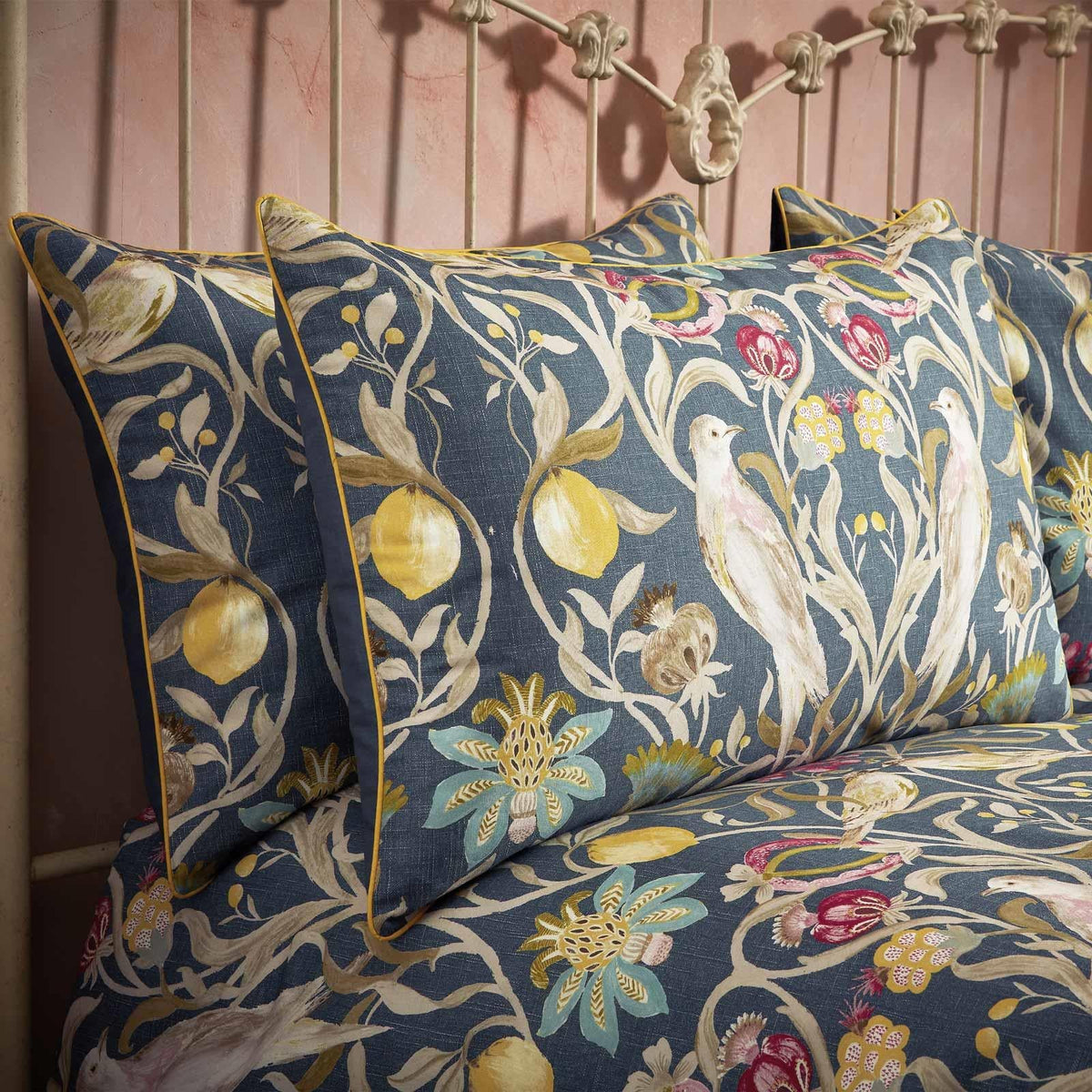 Songbird Traditional Floral Piped Pillowcase Pair by EW by Edinburgh Weavers