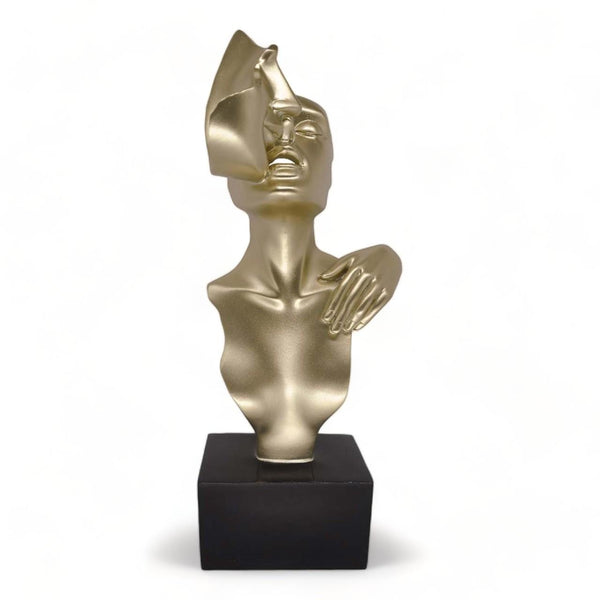 Gold Polyresin Couple Figurine with Black Base 38cm