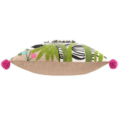 Zedra Embroidered Zebra Cushion Cover 20" x 20" by Wylder