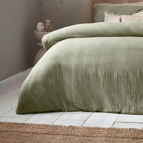 Lark Cotton Muslin Eucalyptus Duvet Cover Set