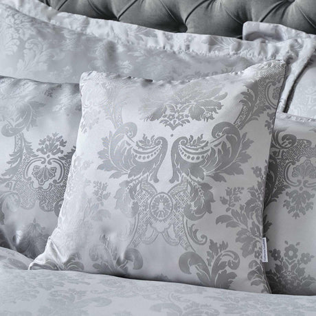 Catherine Lansfield Damask Jacquard Filled Cushion 43cm x 43cm - Silver
