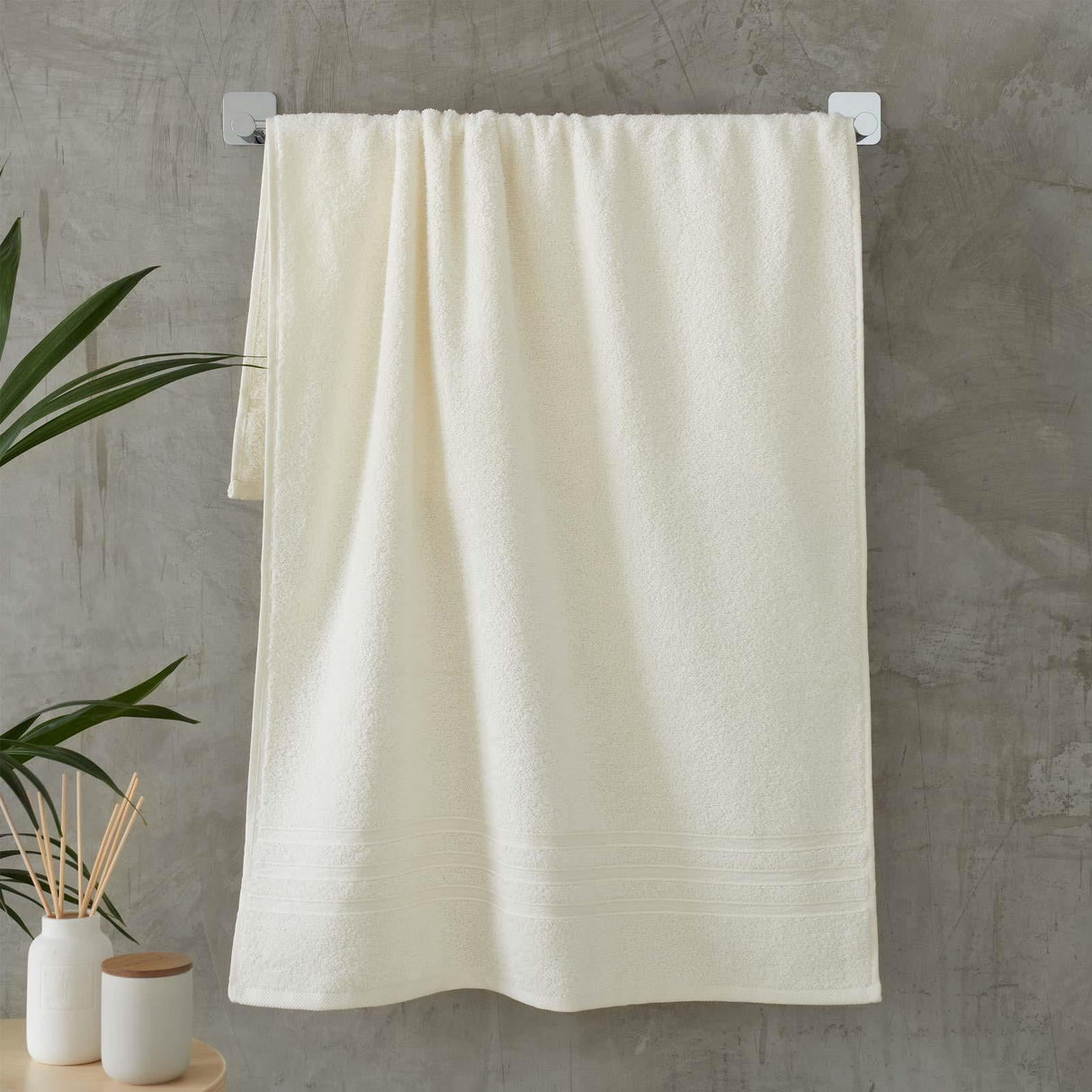 Catherine Lansfield Zero Twist Cotton 500gsm Bath Sheet Towel Bale Pair - Cream