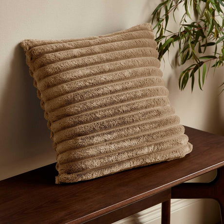 Catherine Lansfield Cosy Ribbed Filled Cushion 45cm x 45cm - Natural