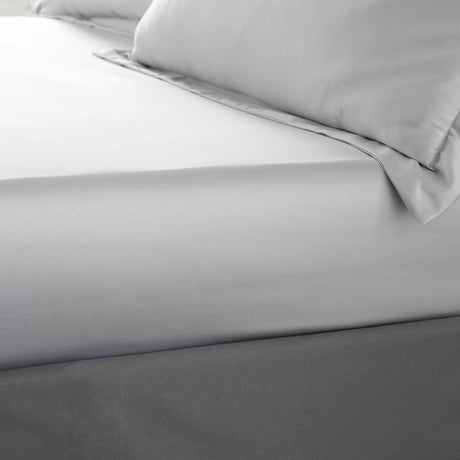 Catherine Lansfield Silky Soft Satin 30cm Deep Fitted Sheet - Silver