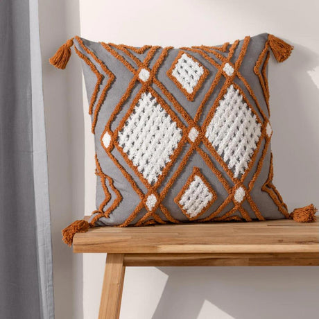 Aquene Tufted Tasselled Cushion Cover 20" x 20" by furn.