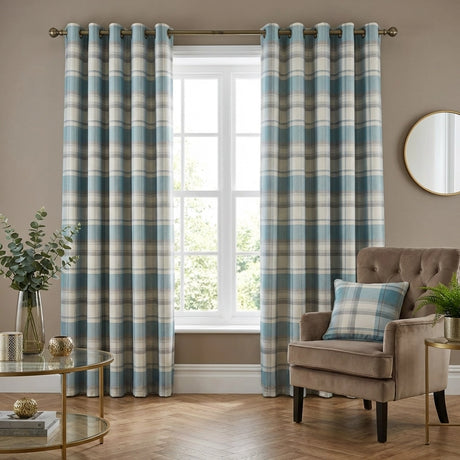 Balmoral Tartan Check Eyelet Curtains Ready Made 19