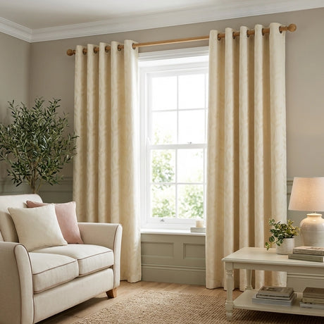 Tivoli Leaf Jacquard Lined Eyelet Curtains 4