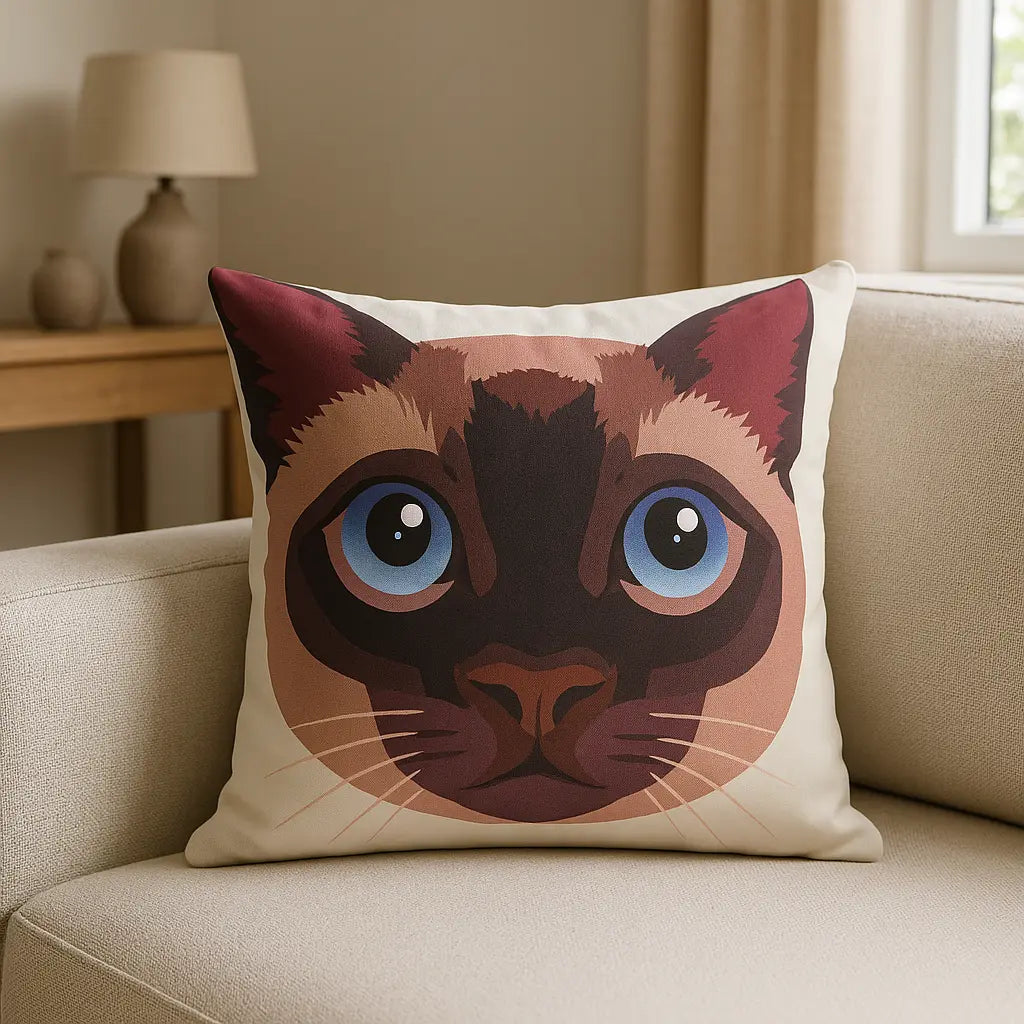 Animal and Inspirational Velvet Cushion Cover 45cm x 45cm - Siamese Cat