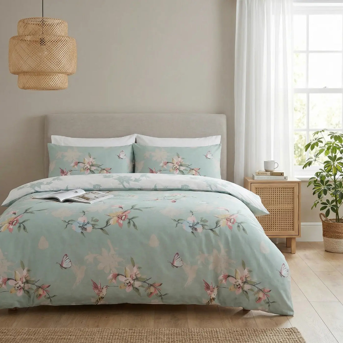 So Soft Hummingbird Green Duvet Cover Bedding Set