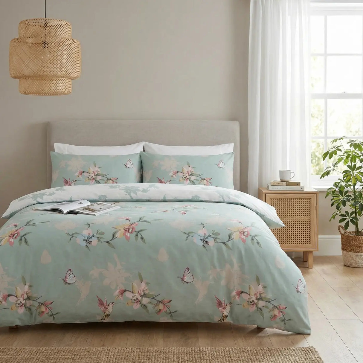 So Soft Hummingbird Duvet Cover Set - Green