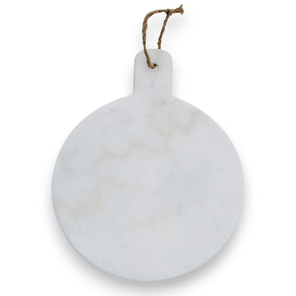 Round White Marble Paddle Chopping Board