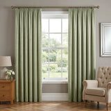Matrix Thermal Dim Out Tape Top Pencil Pleat Curtains - Green
