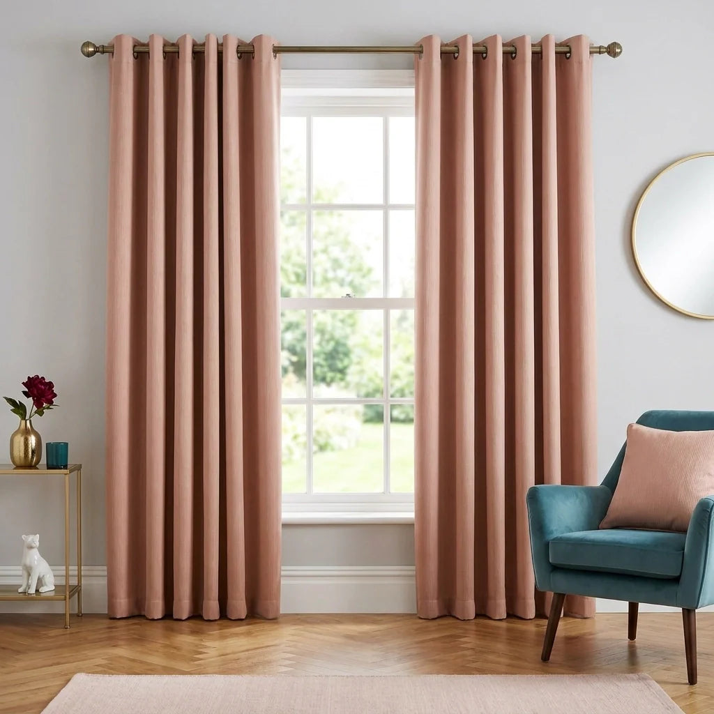 Pink 100% Blackout Thermal Eyelet Curtains