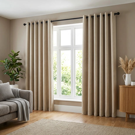 Blackout Linen Look Eyelet Curtains 16
