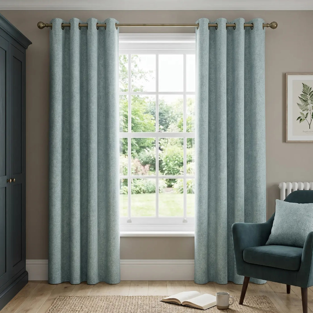 Austin Lined Blue Thermal Blackout Eyelet Curtains
