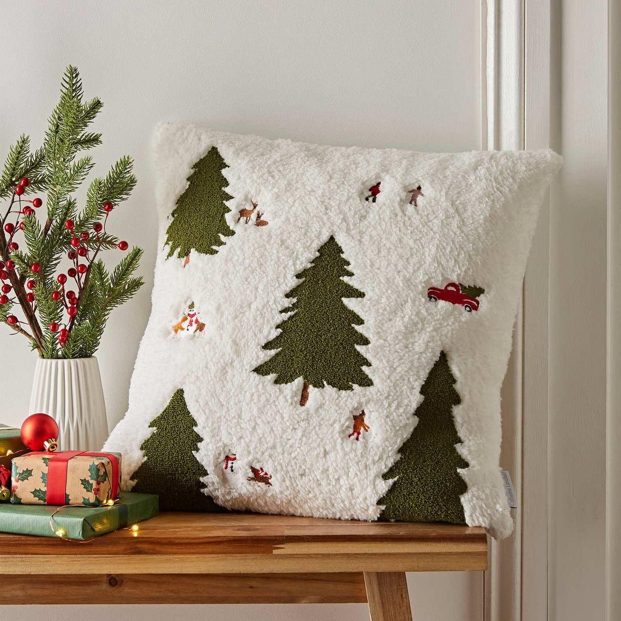 Cosy Bouclé Christmas Tree Cushion by Catherine Lansfield