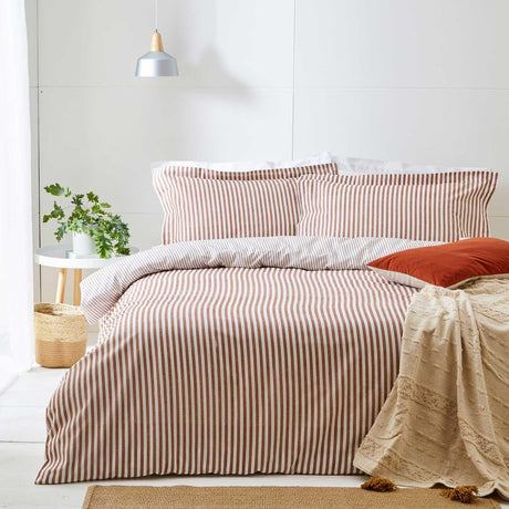 Hebden Mélange Stripe Duvet Cover Set - Pecan