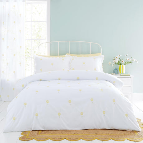Lorna Embroidered Daisy Duvet Cover Set
