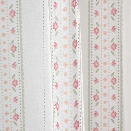 Catherine Lansfield Floral Stripe Voile Curtain Panel 3