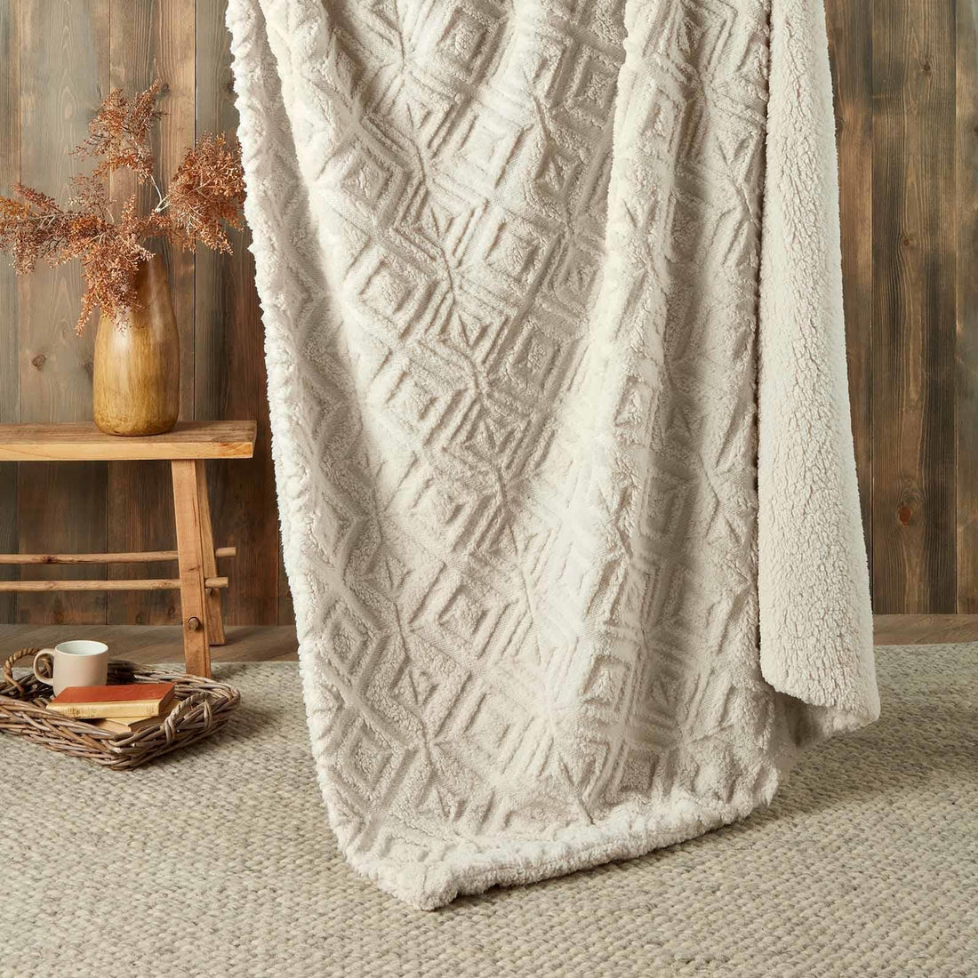 Snug Romo Cosy Fleece Reversible Throw – Natural – 130cm x 180cm