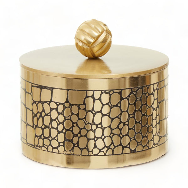 Roslin Gold Croc Small Trinket Box with Gold Lid