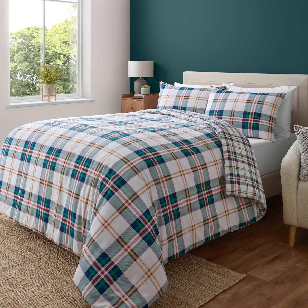 Catherine Lansfield Kelso Check Tartan Duvet Cover Set - Green
