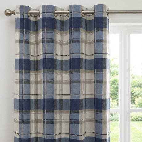 Balmoral Tartan Check Eyelet Curtains Ready Made 24