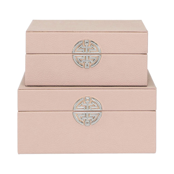 Pink & Silver Faux Leather Jewellery Boxes