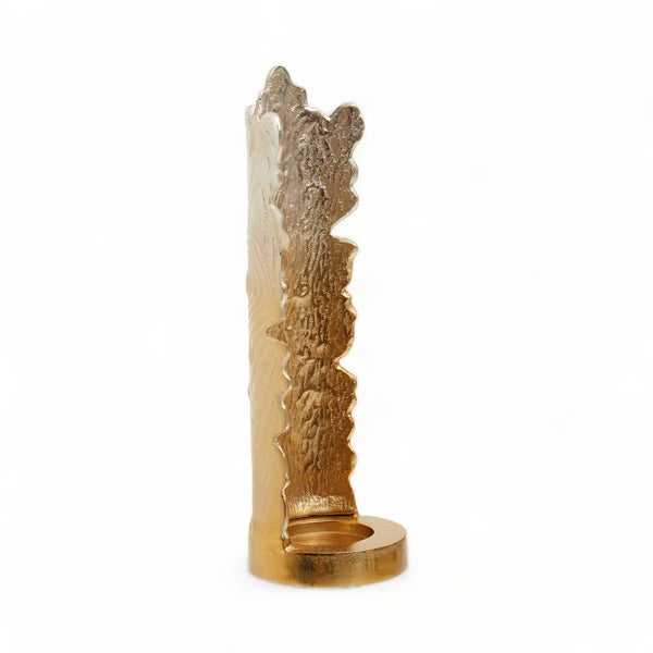 Killin Silver Gold Textured Pillar Large Candle Holder