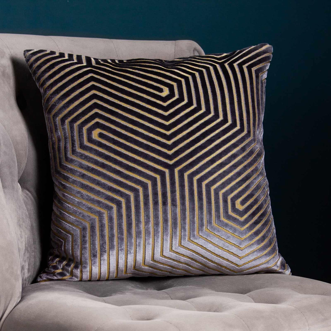Evoke Cut Velvet Charcoal Cushion Cover 45cm x 45cm