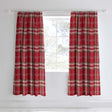 Catherine Lansfield Kelso Check Pencil Pleat Tape Top Ready Made Curtains - Red
