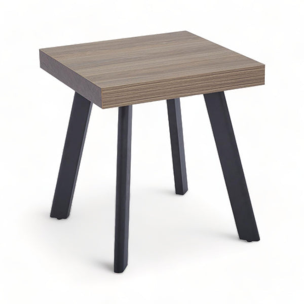 Caen Sustainably Sourced Wood Side Table with Black Metal Splayed Legs
