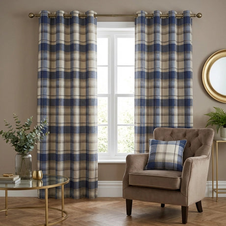 Balmoral Tartan Check Eyelet Curtains Ready Made 22